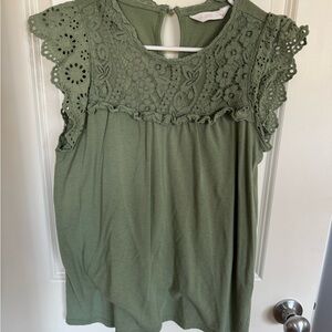 LC Lauren Conrad Sage Green Lace Blouse